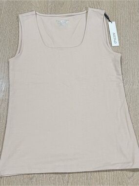 Chico's Soft Scoop Neck Tank Basic Knit Pale Sand